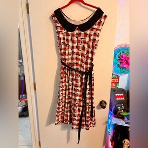 XL Effie's Heart Picnic Themed Dress with Peter Pan Collar
